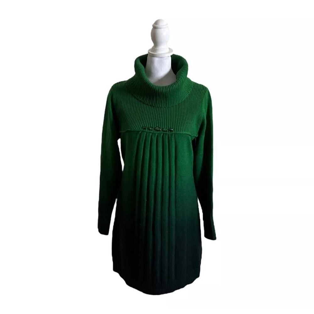 KaiKai Asia Youth Girls Wool Blend Green Beaded Sweater Dress Holiday 105/US16.5